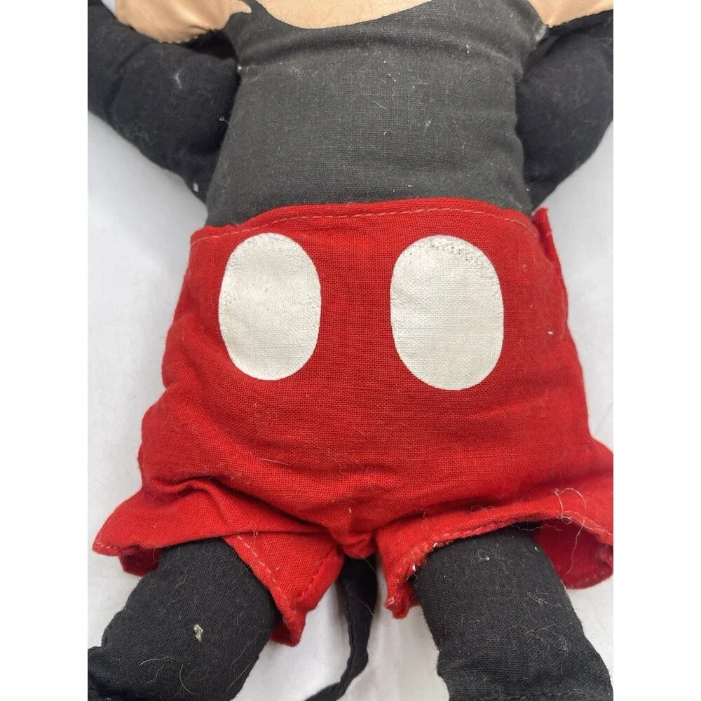 Rare Vintage 60s Mickey Mouse Disney Rag Doll Plush Walt Disney Productions 16”